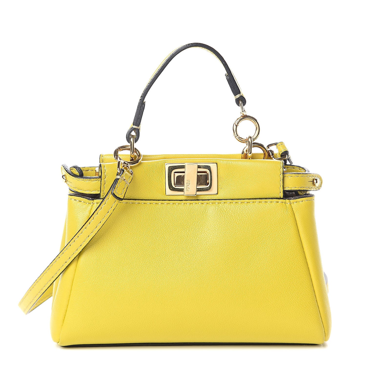 Fendi Shiny Nappa Micro Peekaboo Iconic Satchel Lime 1 of 10