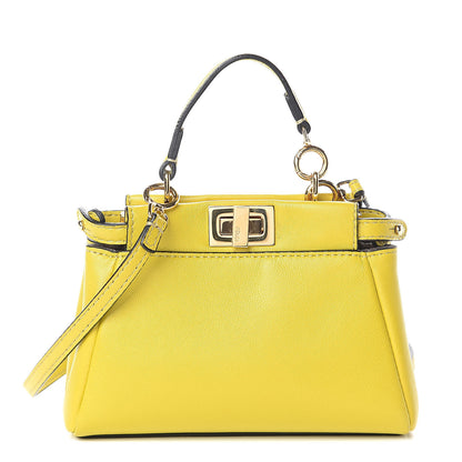 Fendi Shiny Nappa Micro Peekaboo Iconic Satchel Lime 1 of 10