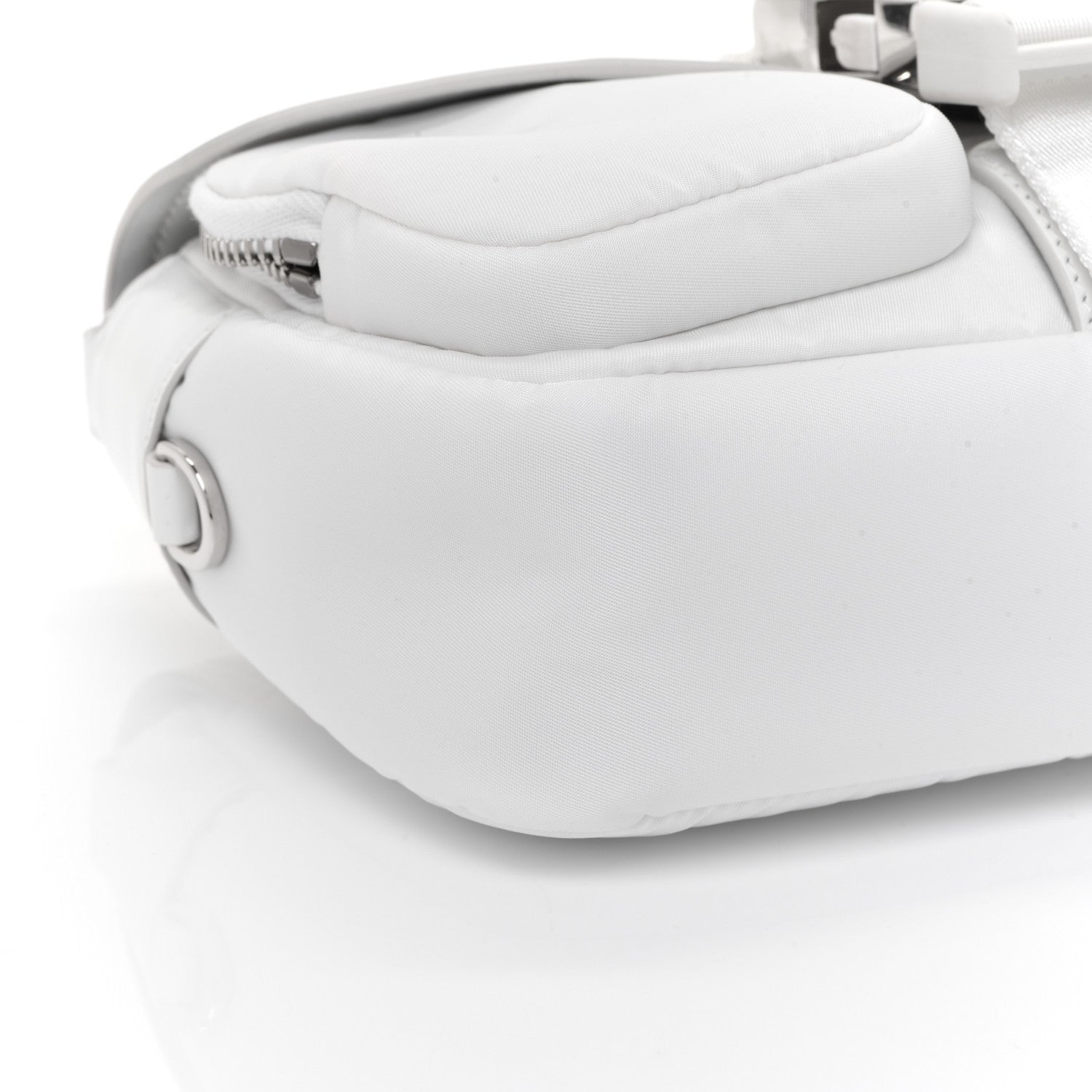Prada Re-Nylon Spazzolato Double Pocket Buckle Shoulder Bag White 11 of 12