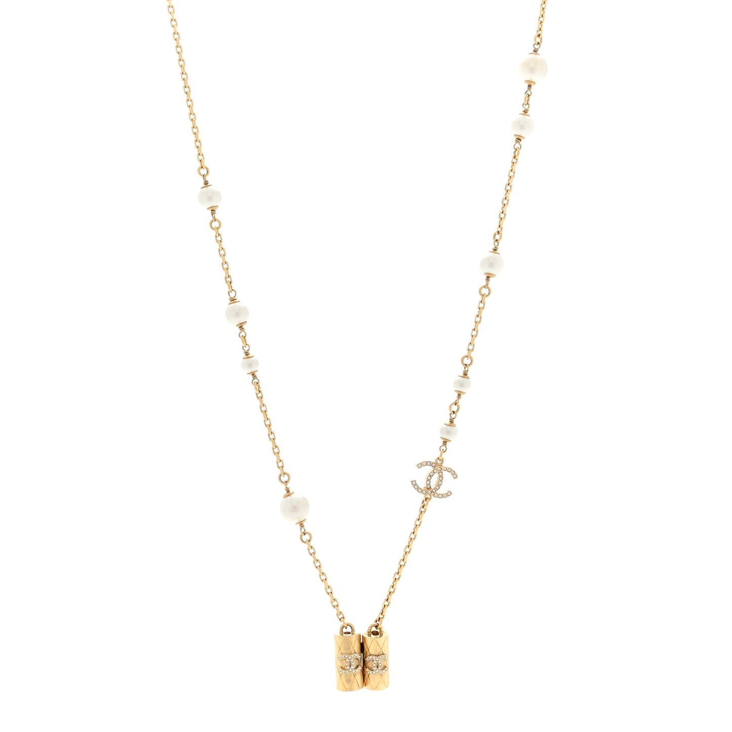 Crystal Pearl Airpod Necklace Gold
