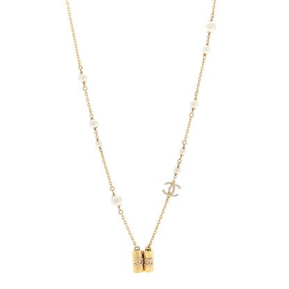 Chanel Crystal Pearl Airpod Necklace Gold 1 of 4