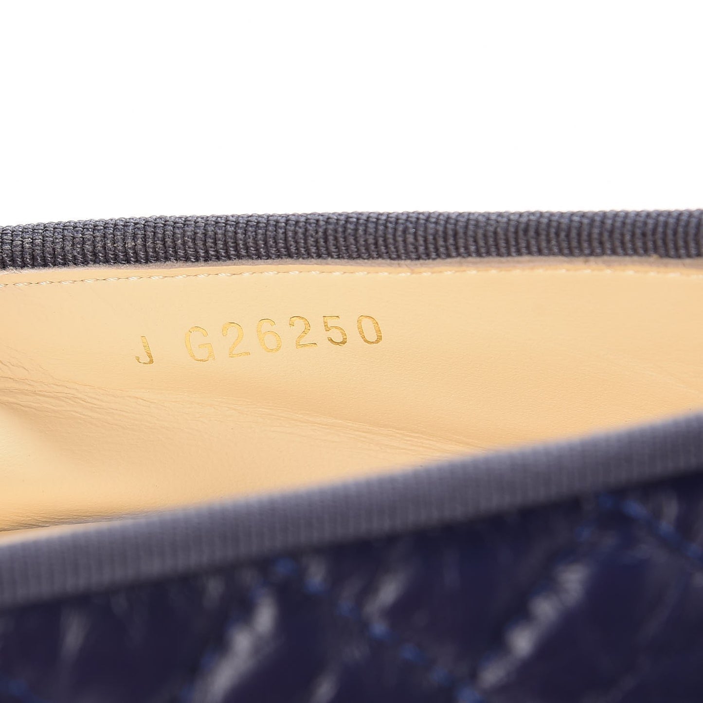 Aged Calfskin Quilted Cap Toe Ballerina Flats 39.5 Navy