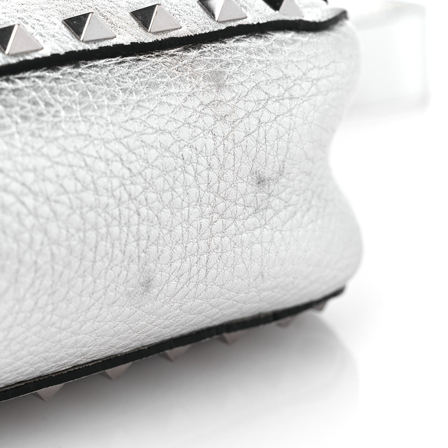 Valentino Garavani Metallic Pebbled Calfskin Small Rockstud Flip-Lock Messenger Bag Silver 12 of 12