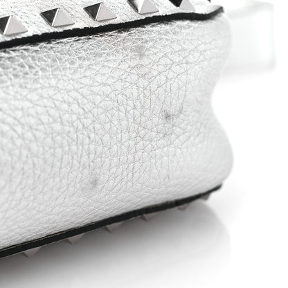Valentino Garavani Metallic Pebbled Calfskin Small Rockstud Flip-Lock Messenger Bag Silver 12 of 12