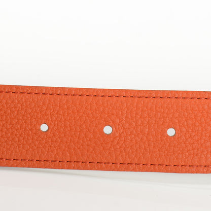 Hermes Togo Box 32mm H Belt 90 Orange Chocolate 3 of 8