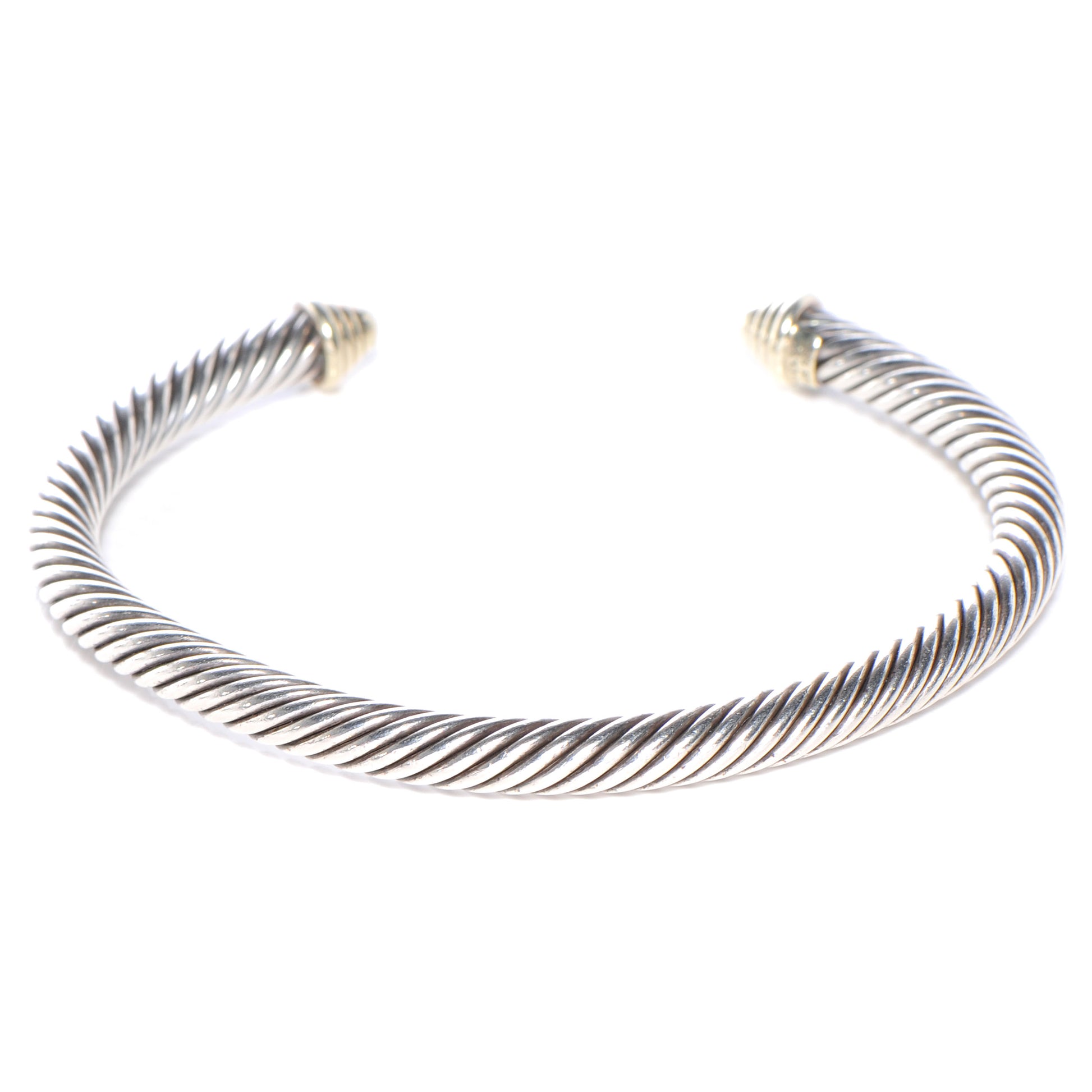 David Yurman Sterling Silver 14K Yellow Gold 5mm Cable Classics Bracelet 3 of 4