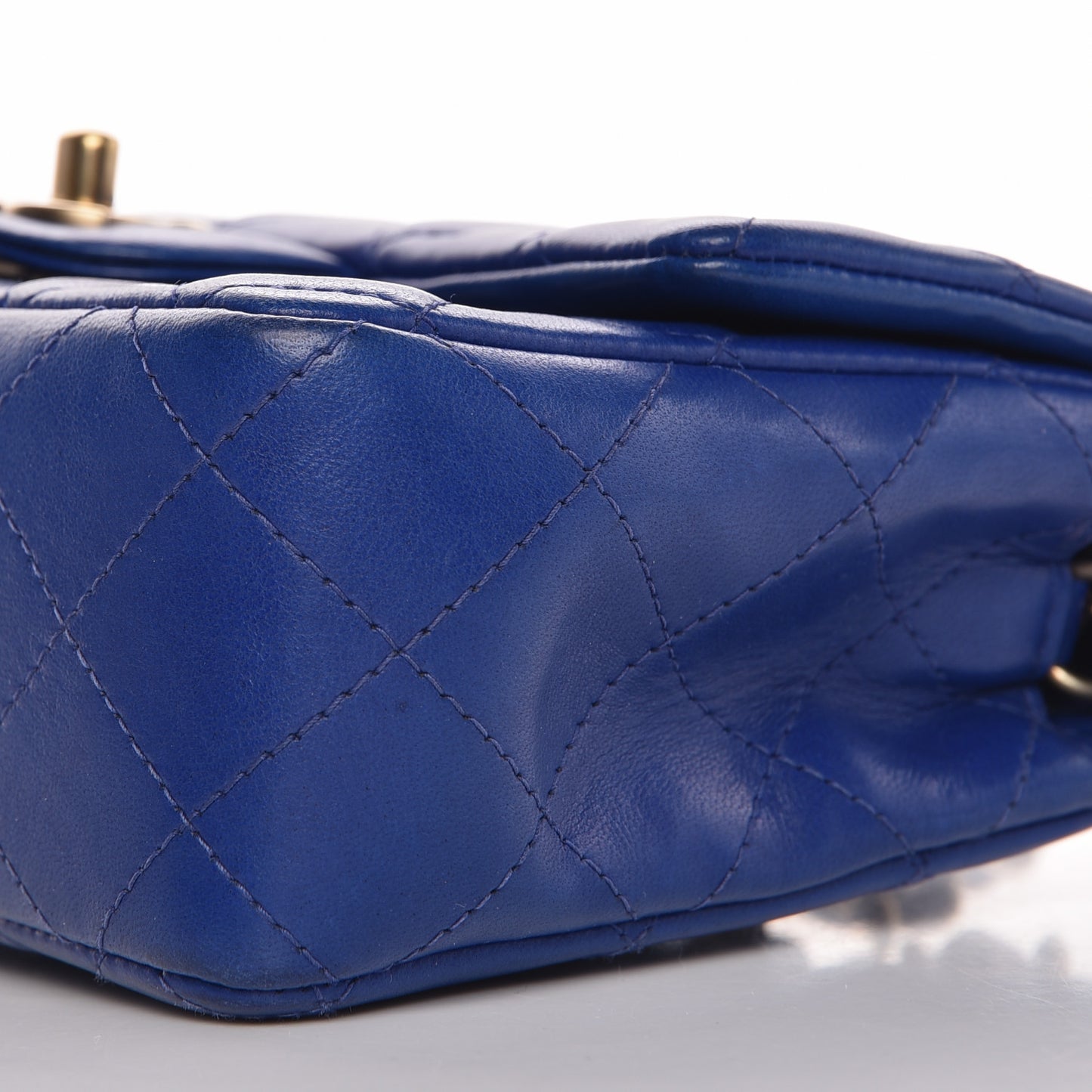 Lambskin Quilted Mini Rectangular Flap Blue