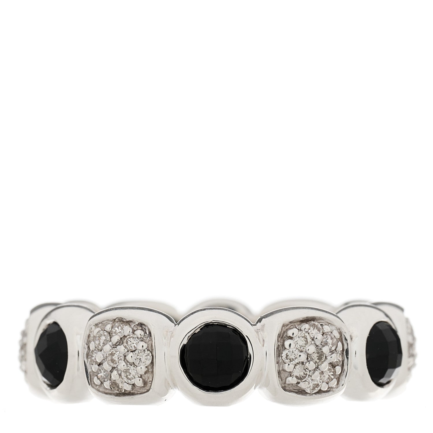 David Yurman Sterling Silver Pave Diamond Onyx Eternity Ring 54 7 1 of 4