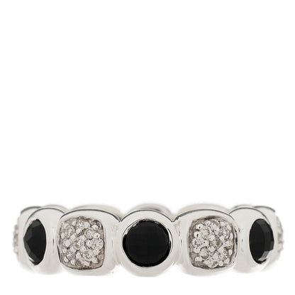 David Yurman Sterling Silver Pave Diamond Onyx Eternity Ring 54 7 1 of 4