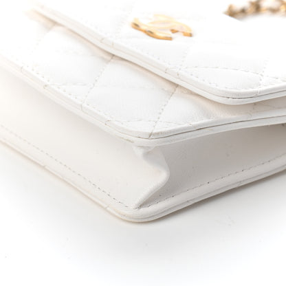 Chanel Lambskin Quilted Romance Clutch With Chain White 10 of 10