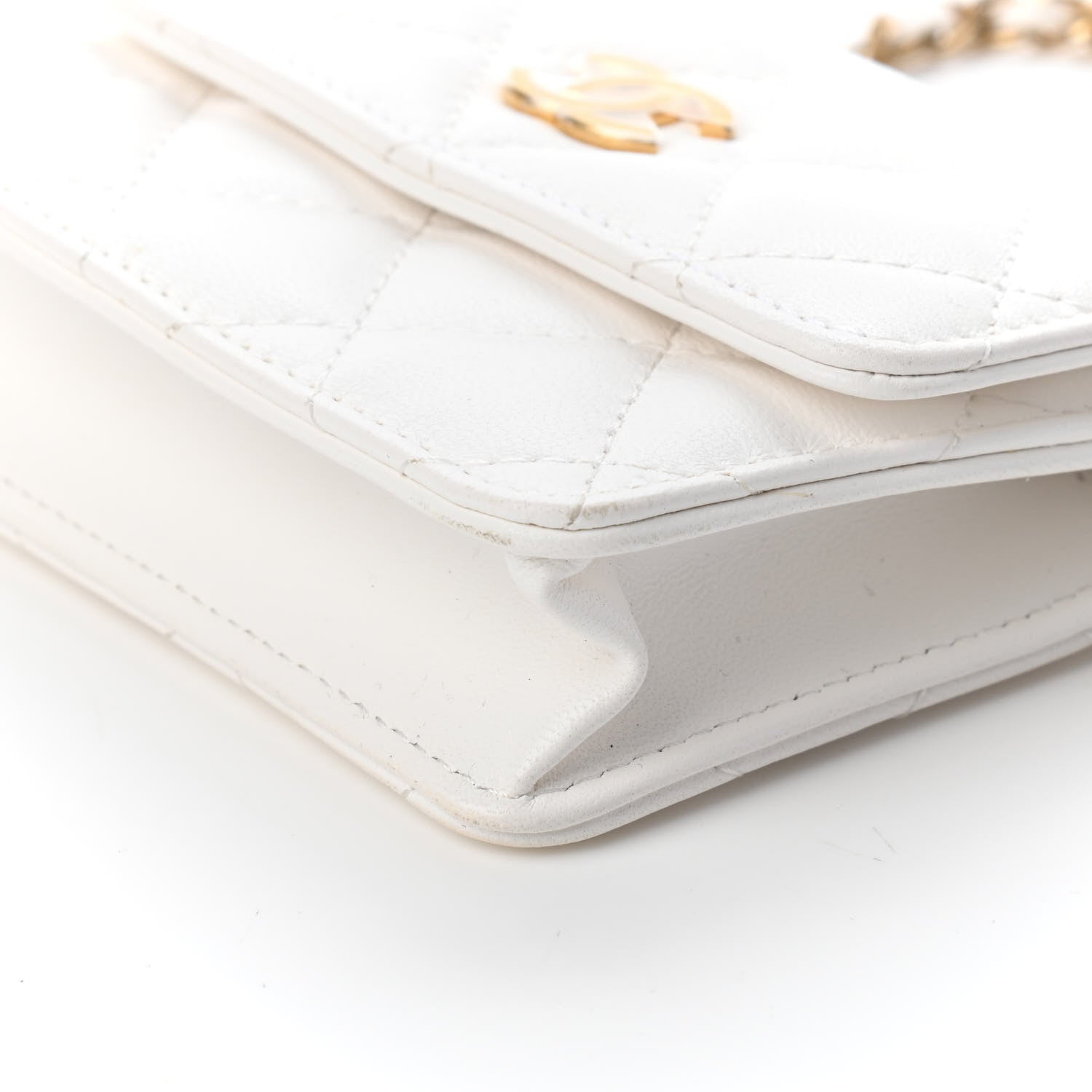 Chanel Lambskin Quilted Romance Clutch With Chain White 9 of 9