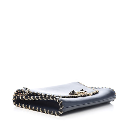 Valentino Garavani Vitello Groumette Demilune Chain Clutch Marine 4 of 12