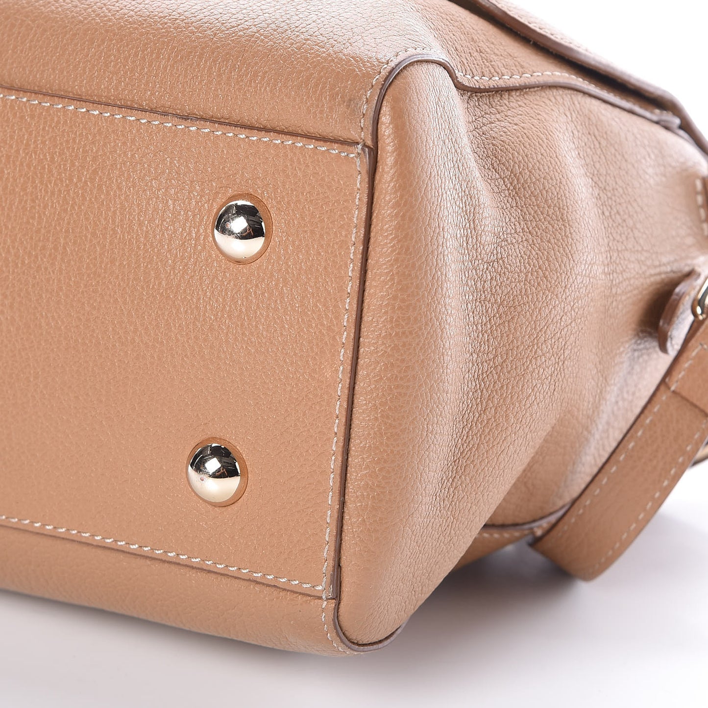 Glossy Goatskin Small Del Rey Satchel Fudge
