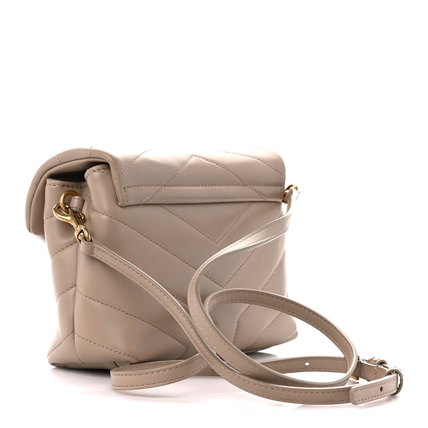 Saint Laurent Calfskin Y Quilted Monogram Toy Loulou Crossbody Bag Dark Beige 3 of 11