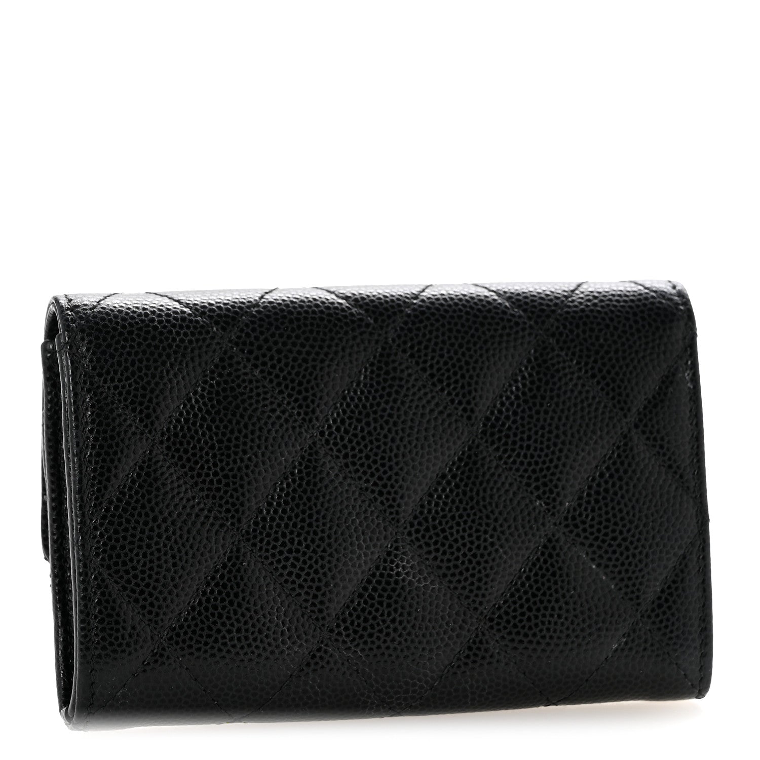 Chanel Caviar Quilted Chain CC Quilted Compact Flap Card Holder Black 3 of 10