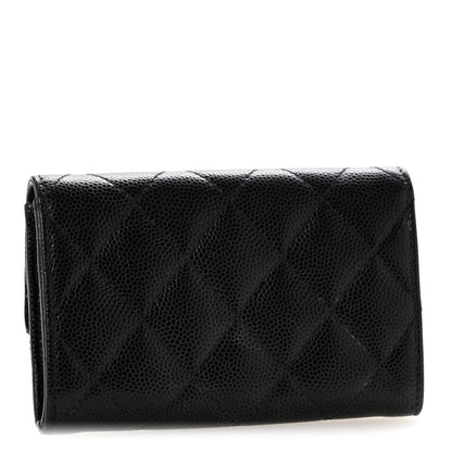 Chanel Caviar Quilted Chain CC Quilted Compact Flap Card Holder Black 3 of 10