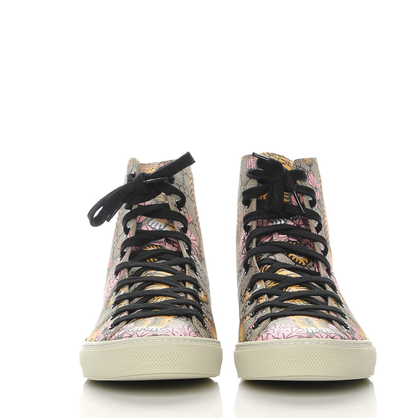 GG Supreme Monogram Bengal Pearl Womens High Top Sneakers 41.5 Beige Pink