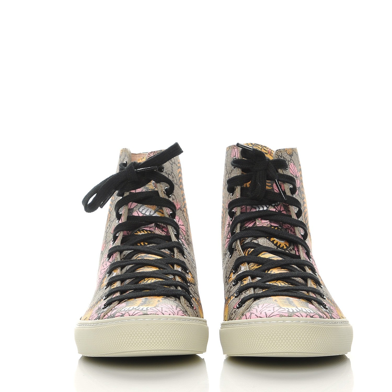 Gucci GG Supreme Monogram Bengal Pearl Womens High Top Sneakers 41.5 Beige Pink 2 of 9