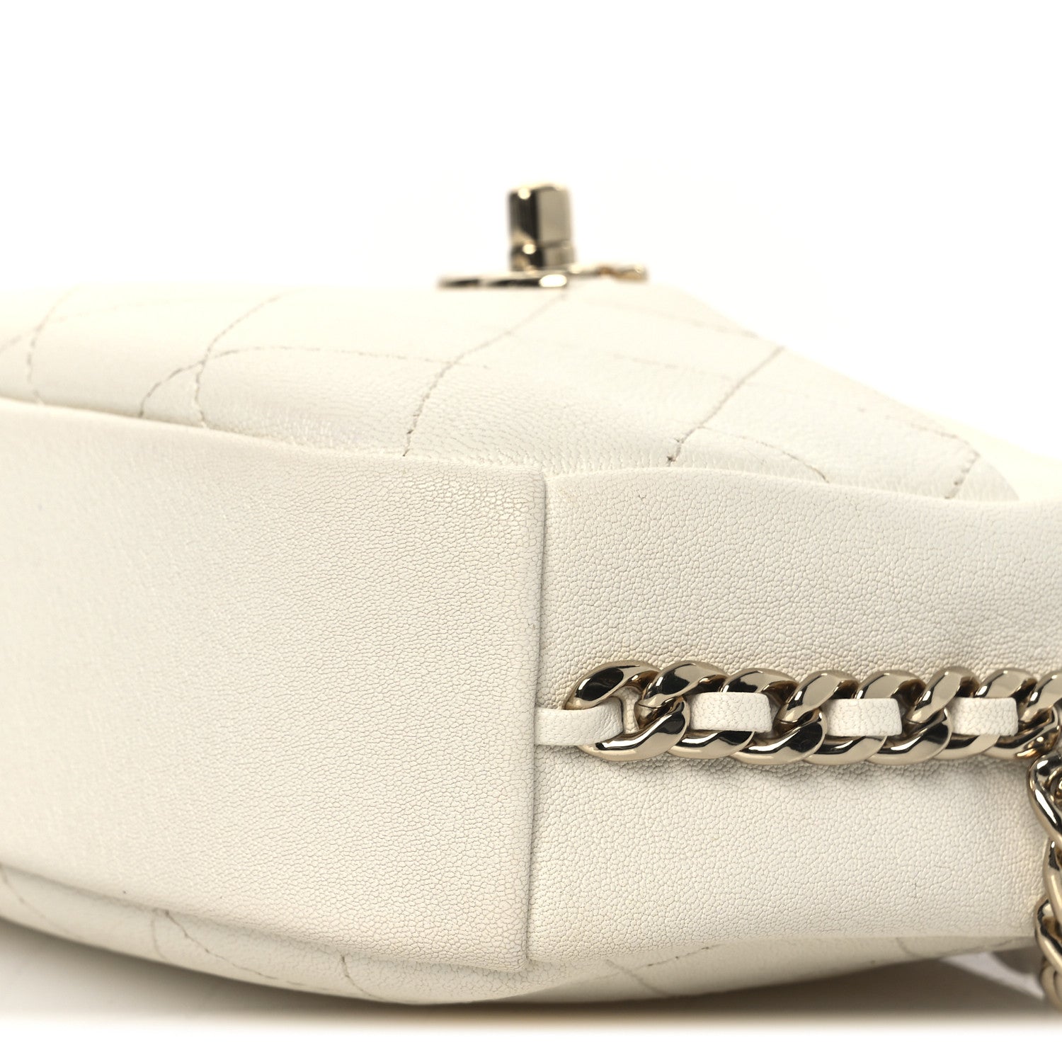 Chanel Goatskin Quilted Small Casual Trip Camera Case White 10 of 12