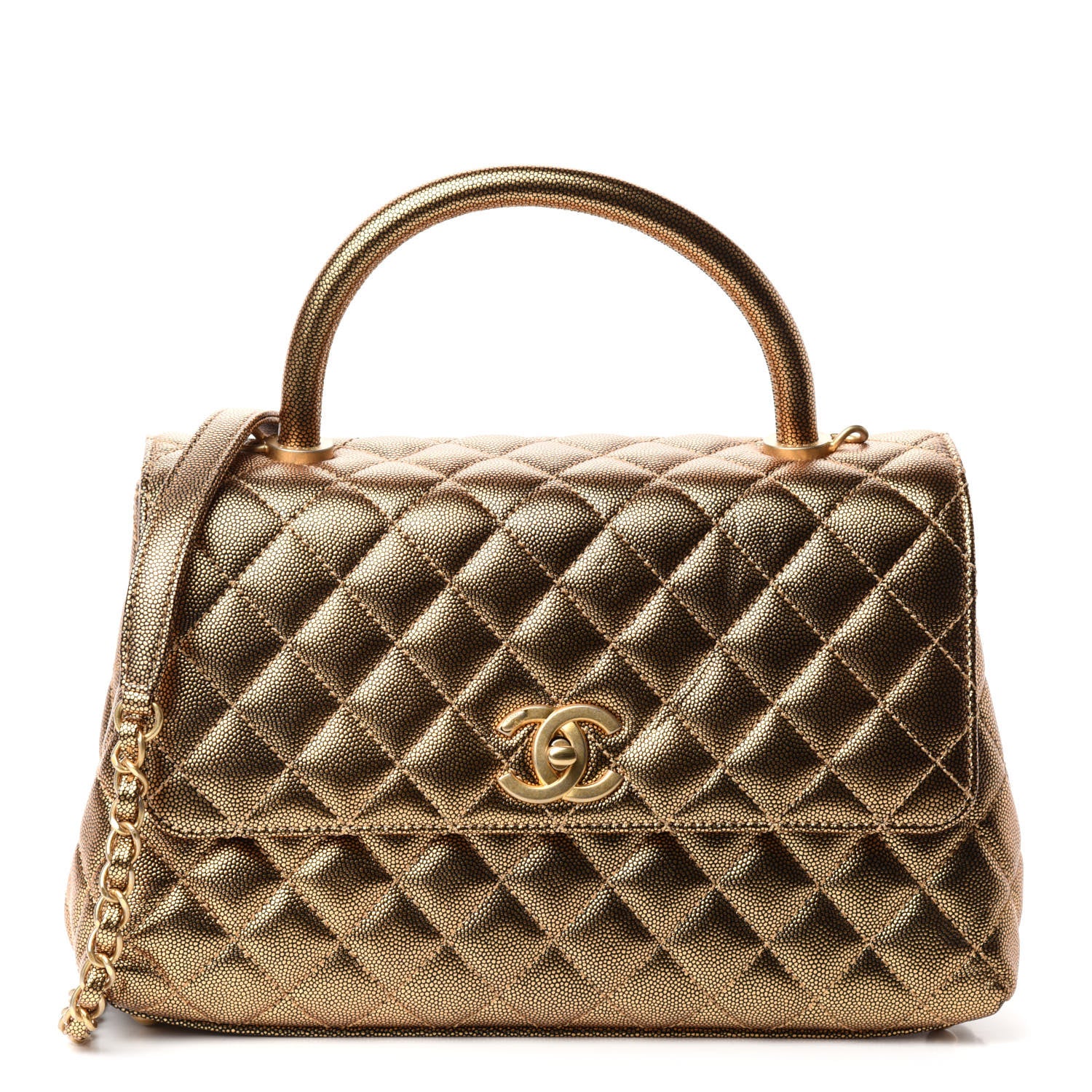 Chanel Metallic Caviar Quilted Small Coco Handle Flap Gold 1 of 10