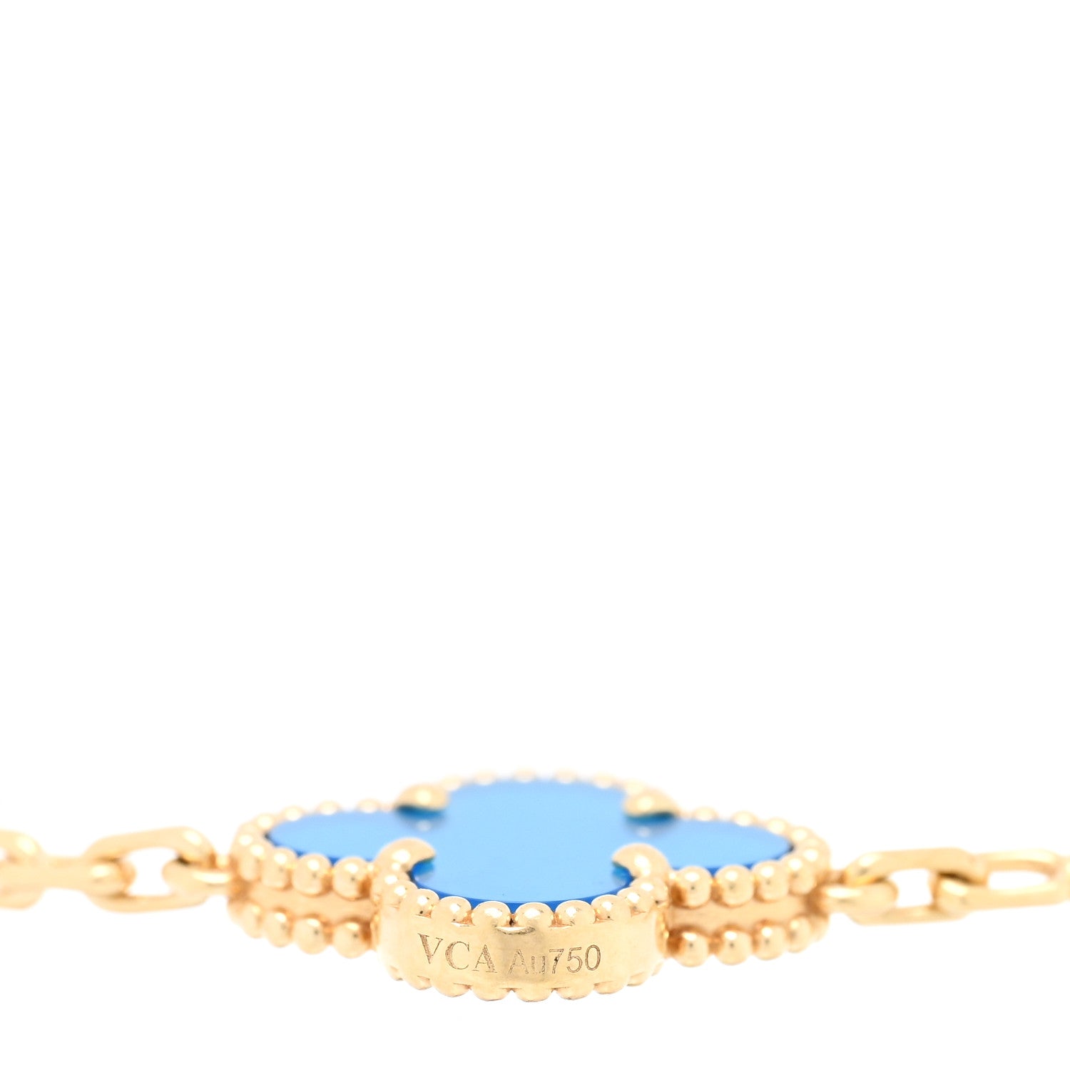 Van Cleef & Arpels 18K Yellow Gold Blue Agate 5 Motifs Vintage Alhambra Bracelet 3 of 4