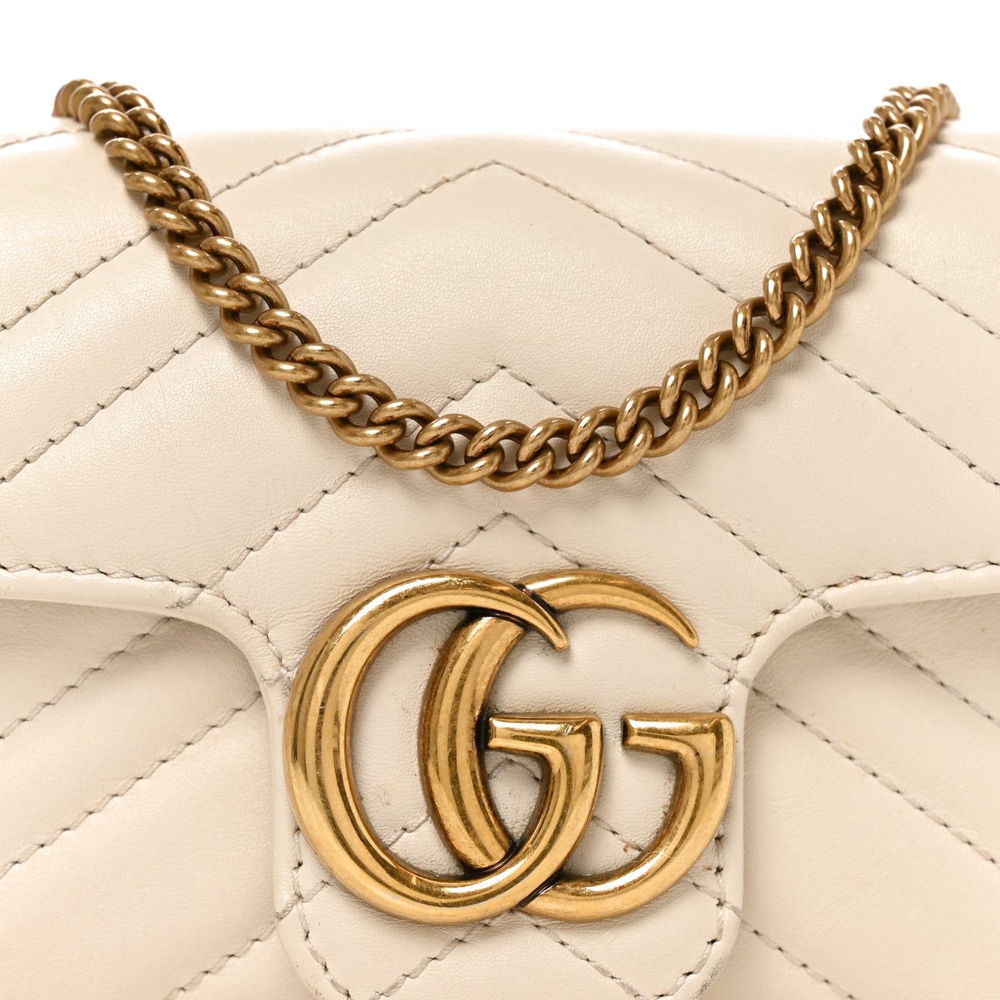 Calfskin Matelasse Super Mini GG Marmont Shoulder Bag White