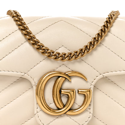 Gucci Calfskin Matelasse Super Mini GG Marmont Shoulder Bag White 8 of 10