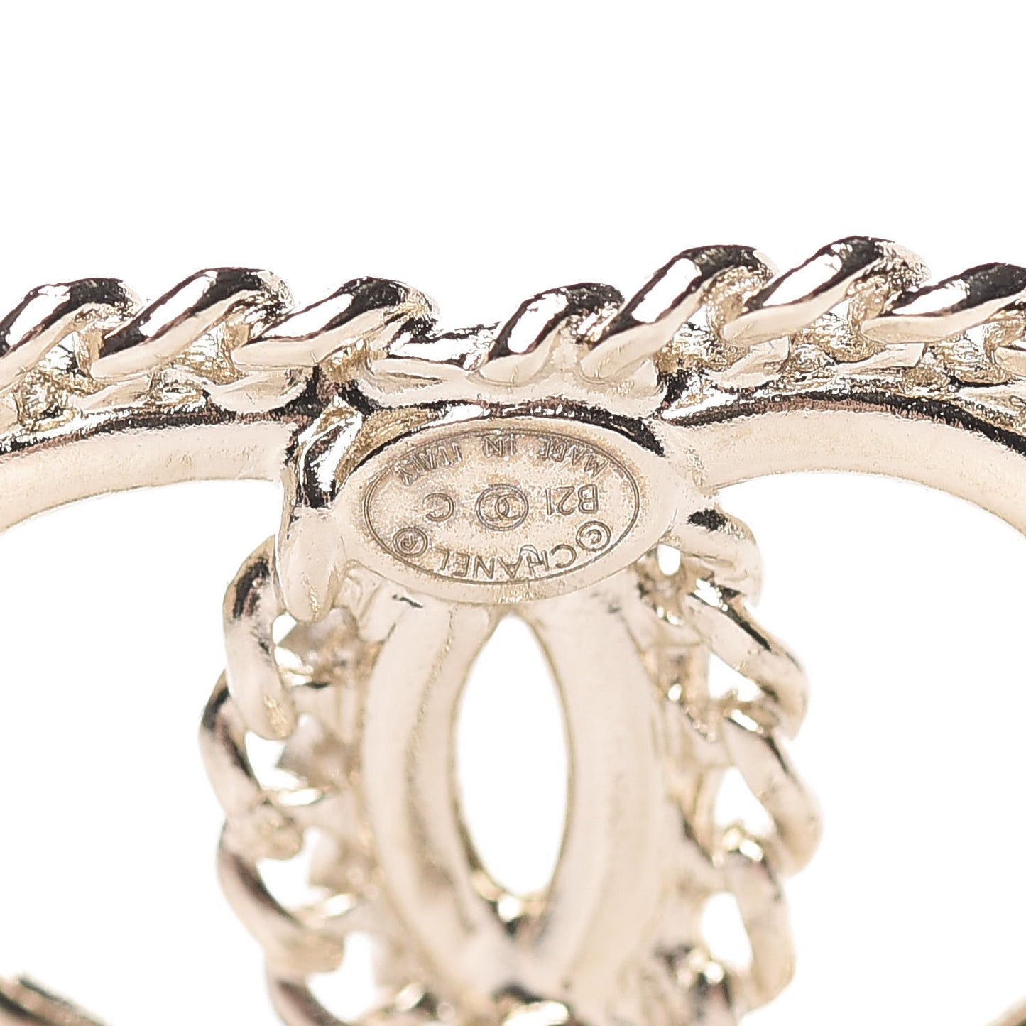 Crystal Chain CC Earrings Gold
