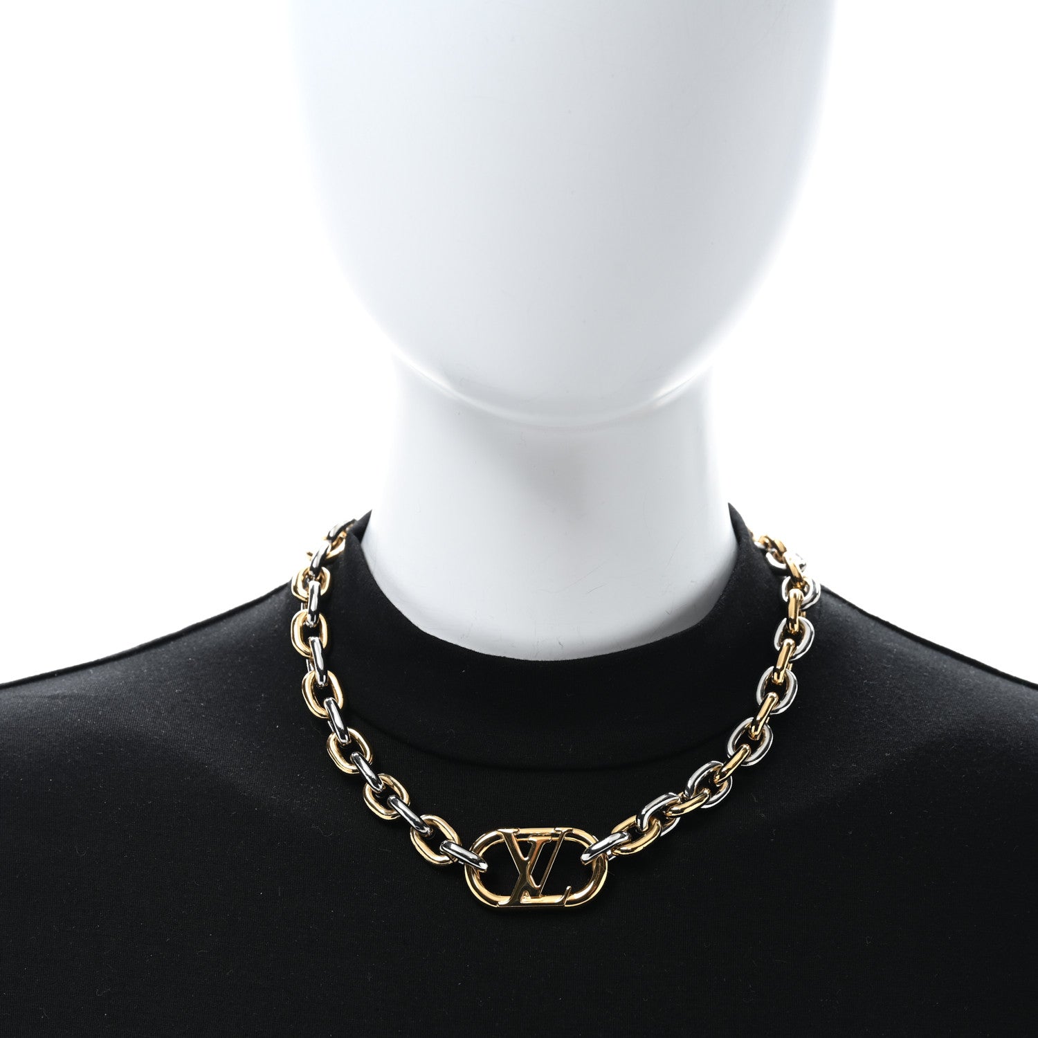 Louis Vuitton LOUIS VUITTON Metal Everyday LV Chain Necklace Gold Silver 2 of 4
