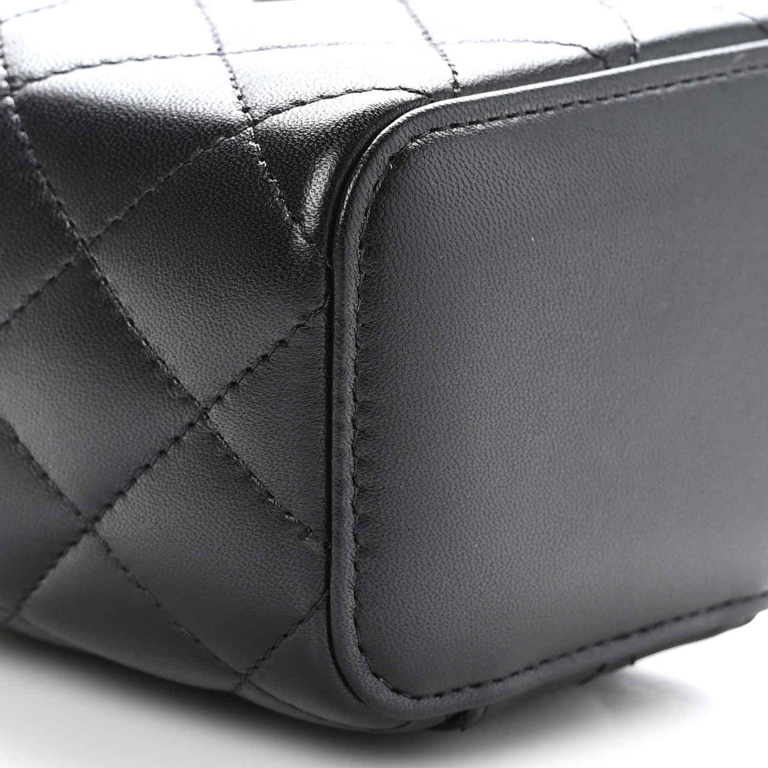 Chanel Lambskin Quilted Top Handle Mini Vanity Case With Chain Black 9 of 11