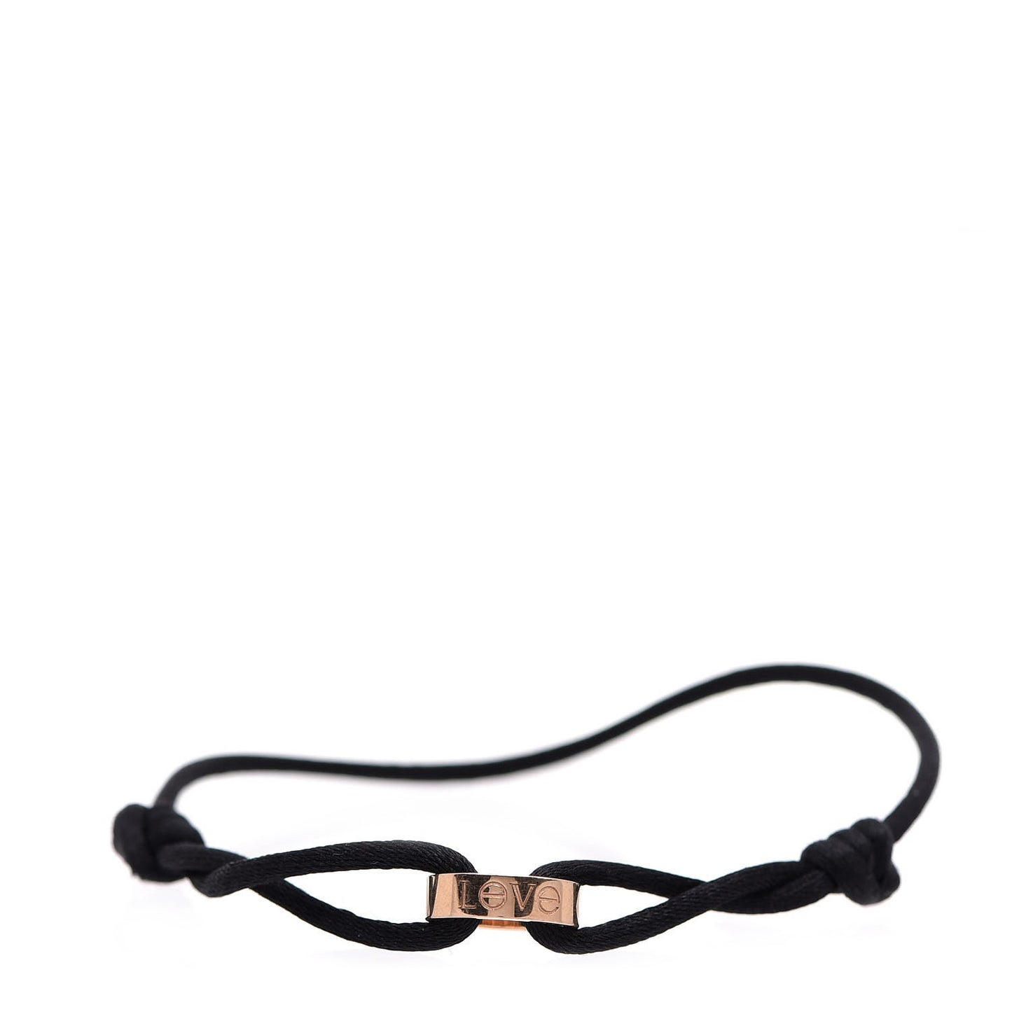 18K Pink Gold Charity LOVE Adjustable Cord Bracelet Black