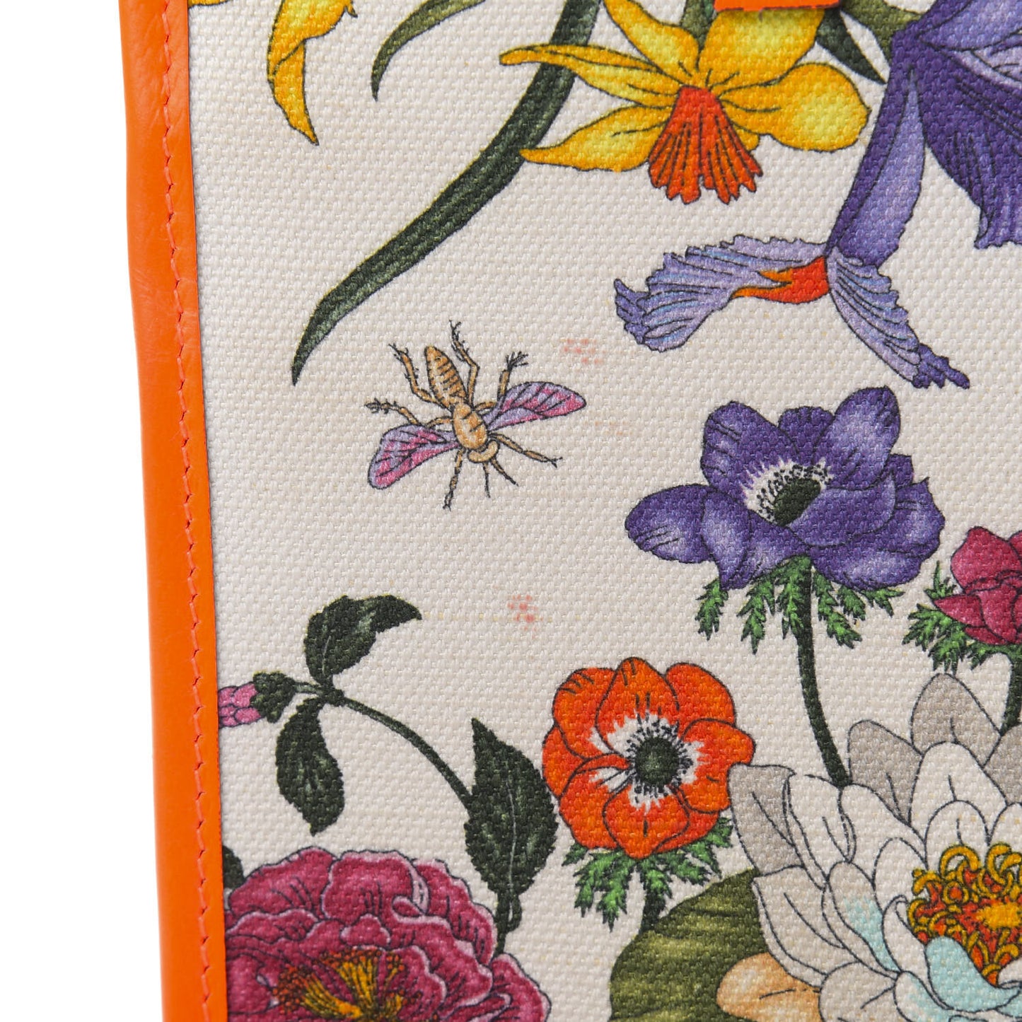 Canvas Medium Flora Tote White Multicolor Orange Fluo