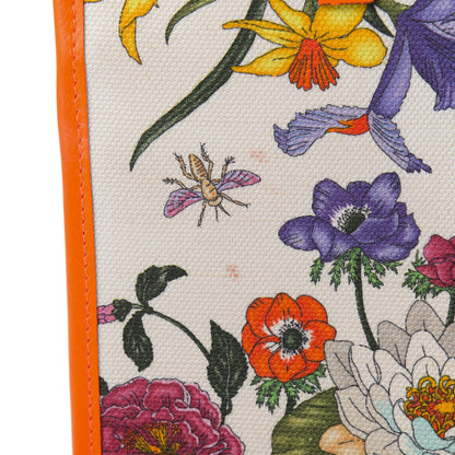Gucci Canvas Medium Flora Tote White Multicolor Orange Fluo 14 of 16