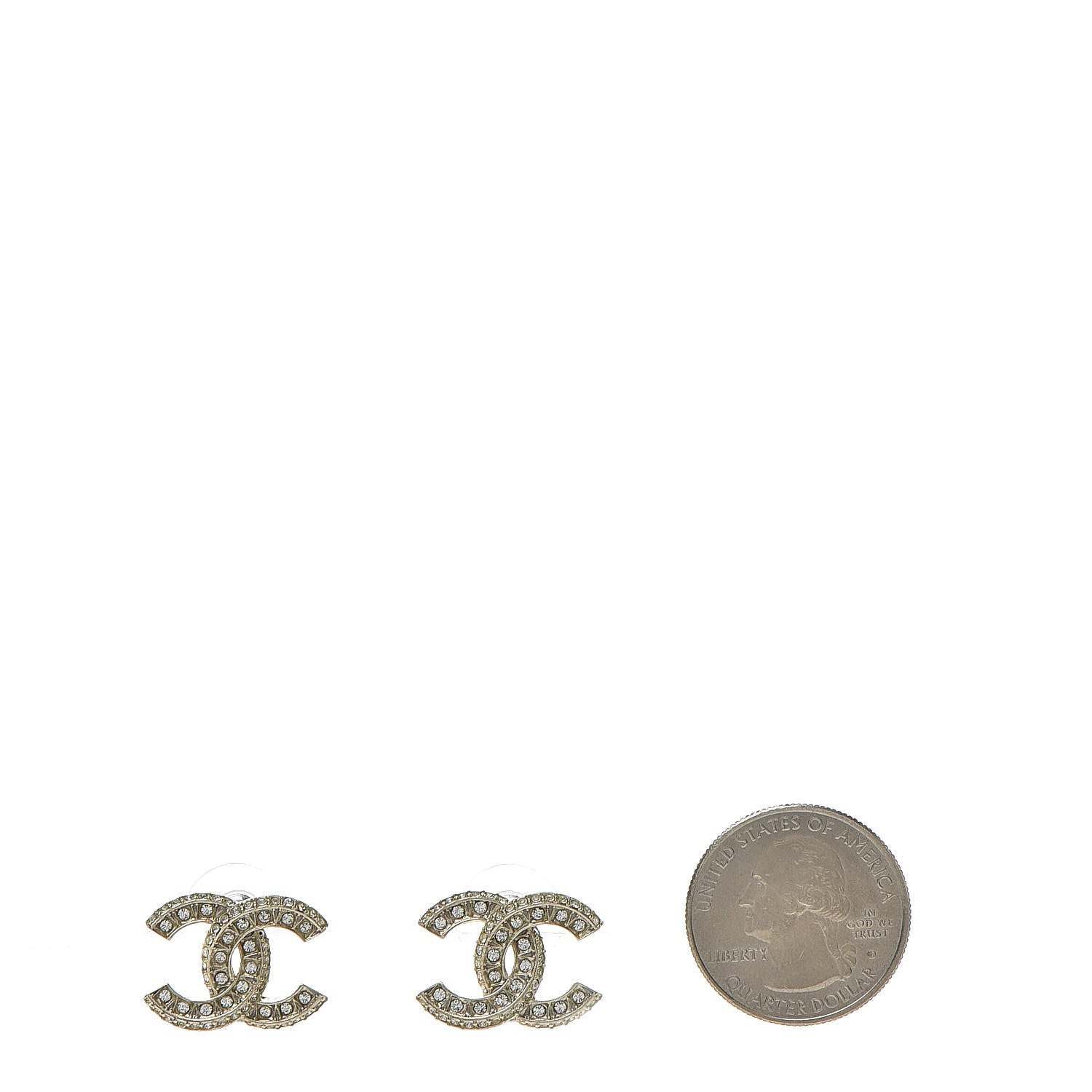 Chanel Crystal CC Earrings Gold 2 of 6