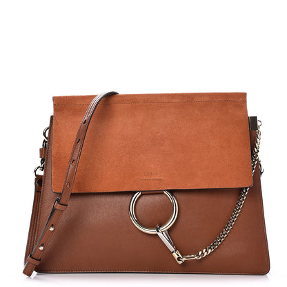 Chloe Suede Calfskin Medium Faye Shoulder Bag Tobacco 1 of 8