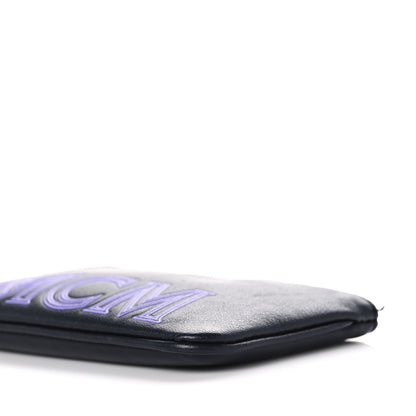 MCM Nappa Logo Embossed Mini Zip Pouch Black 10 of 12