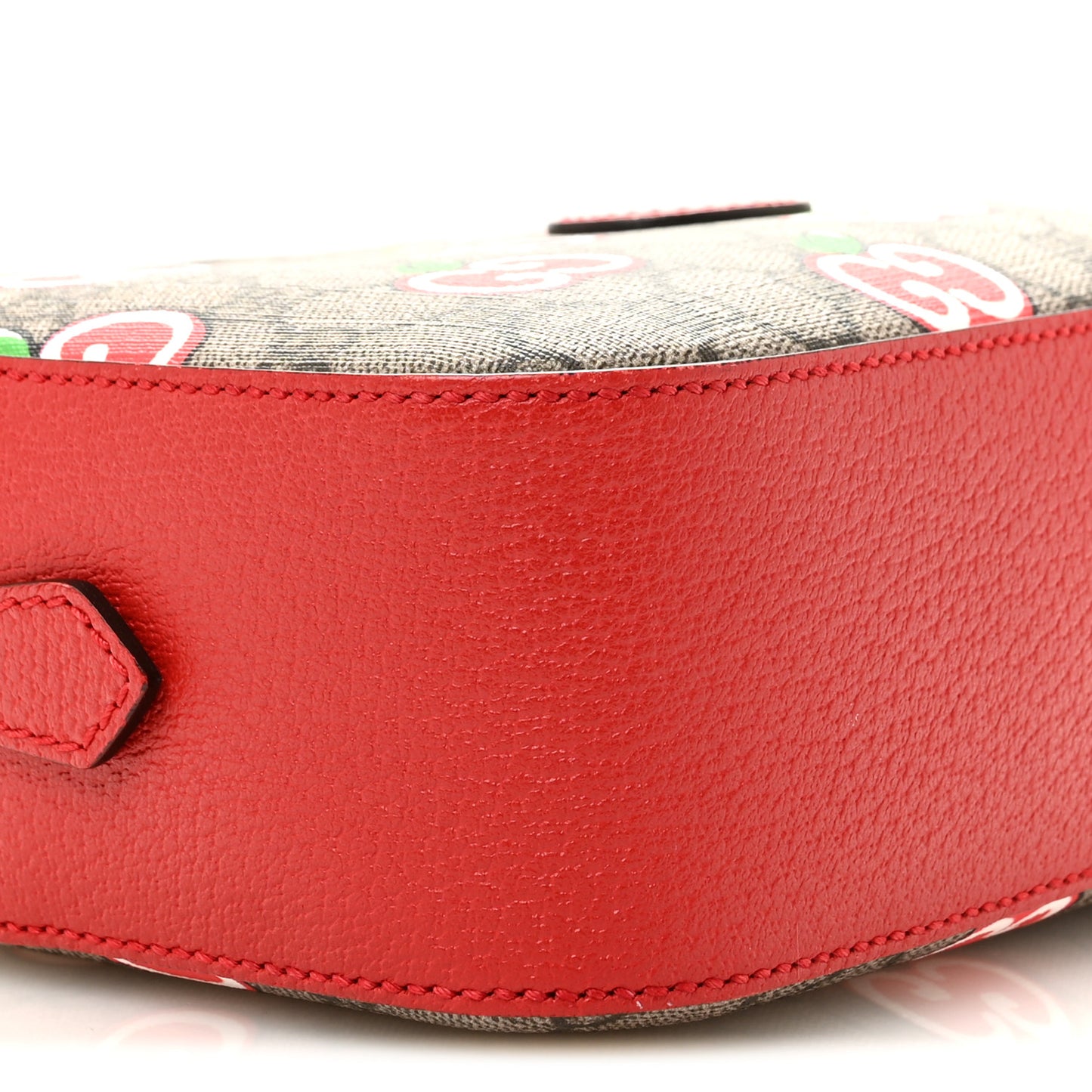GG Supreme Monogram Apple Small Retro Interlocking G Shoulder Bag Beige Multicolor Lobster Red