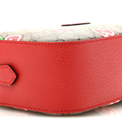 Gucci GG Supreme Monogram Apple Small Retro Interlocking G Shoulder Bag Beige Multicolor Lobster Red 9 of 13