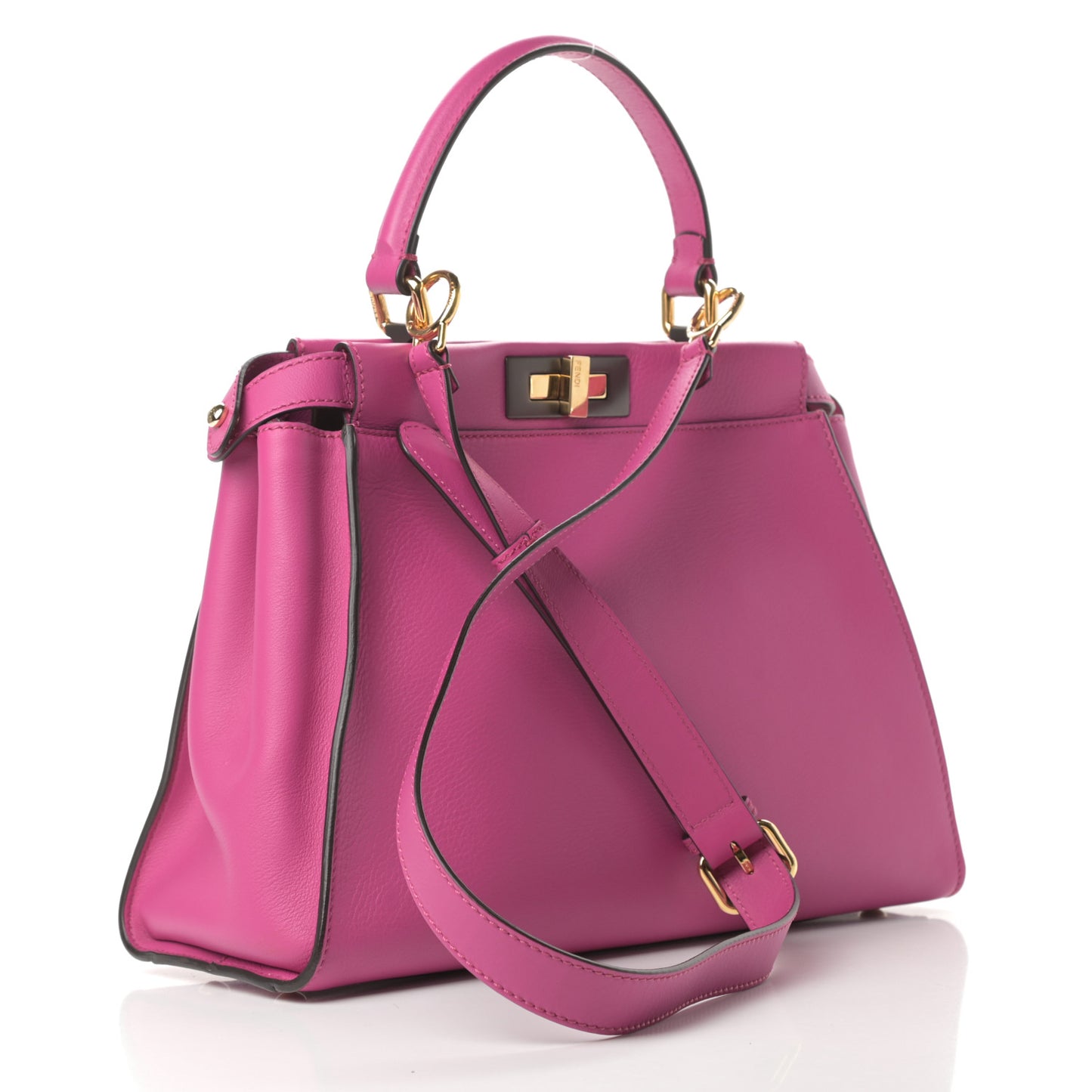Vitello Seta Medium Peekaboo Iconic Satchel Magenta