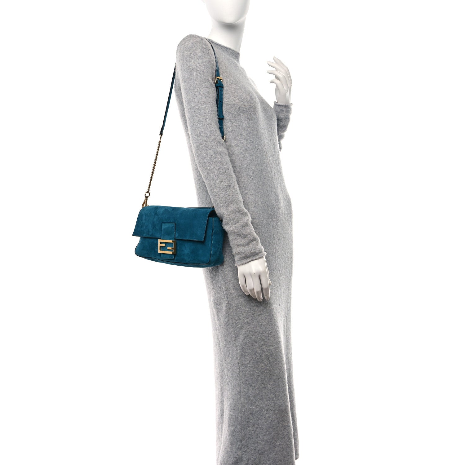 Fendi Chamois Baguette Ottanio 2 of 9