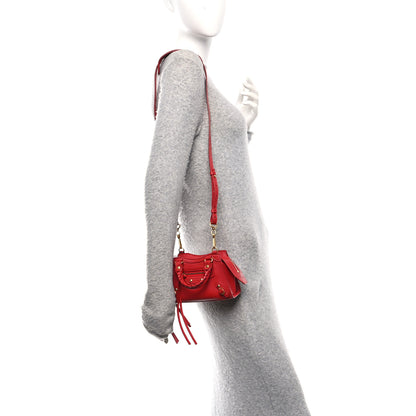 Balenciaga Grained Calfskin Neo Classic Gold Hardware Nano City Crossbody Medium Red 2 of 10