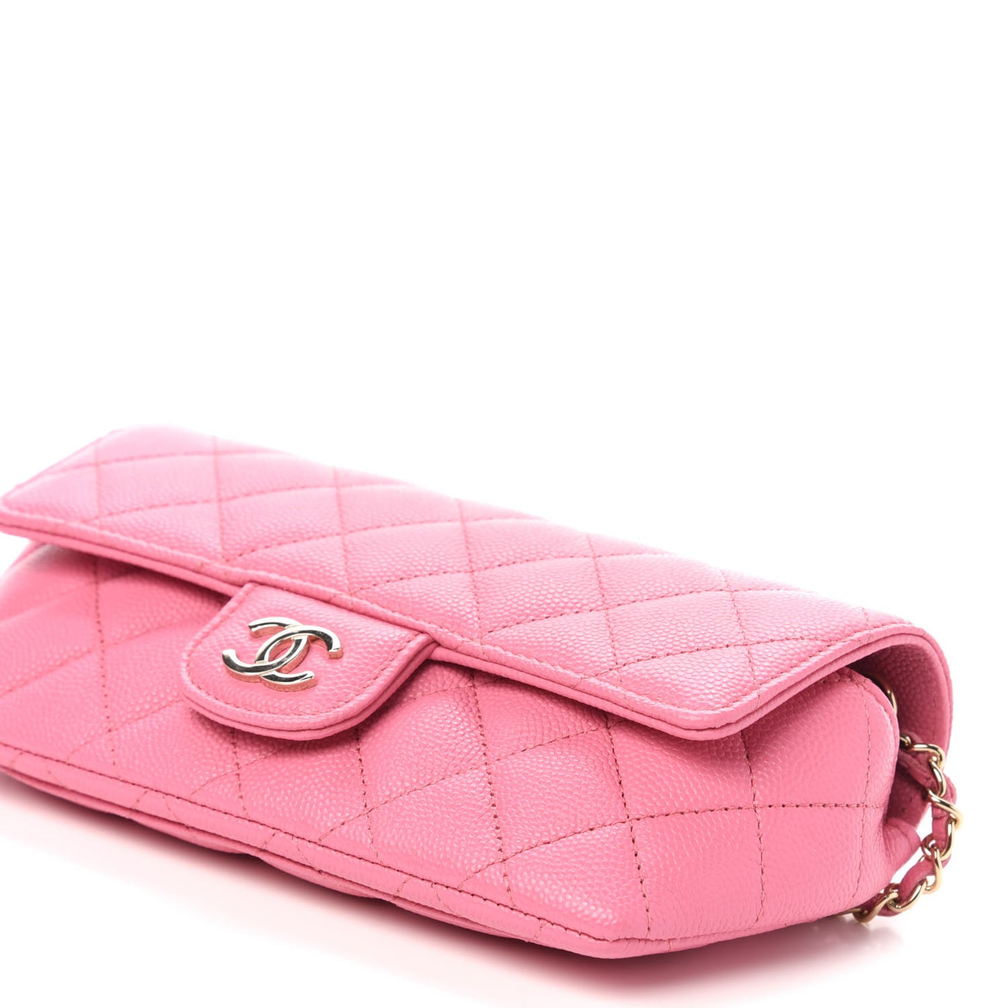 Caviar Quilted Glasses Case With Chain Pink