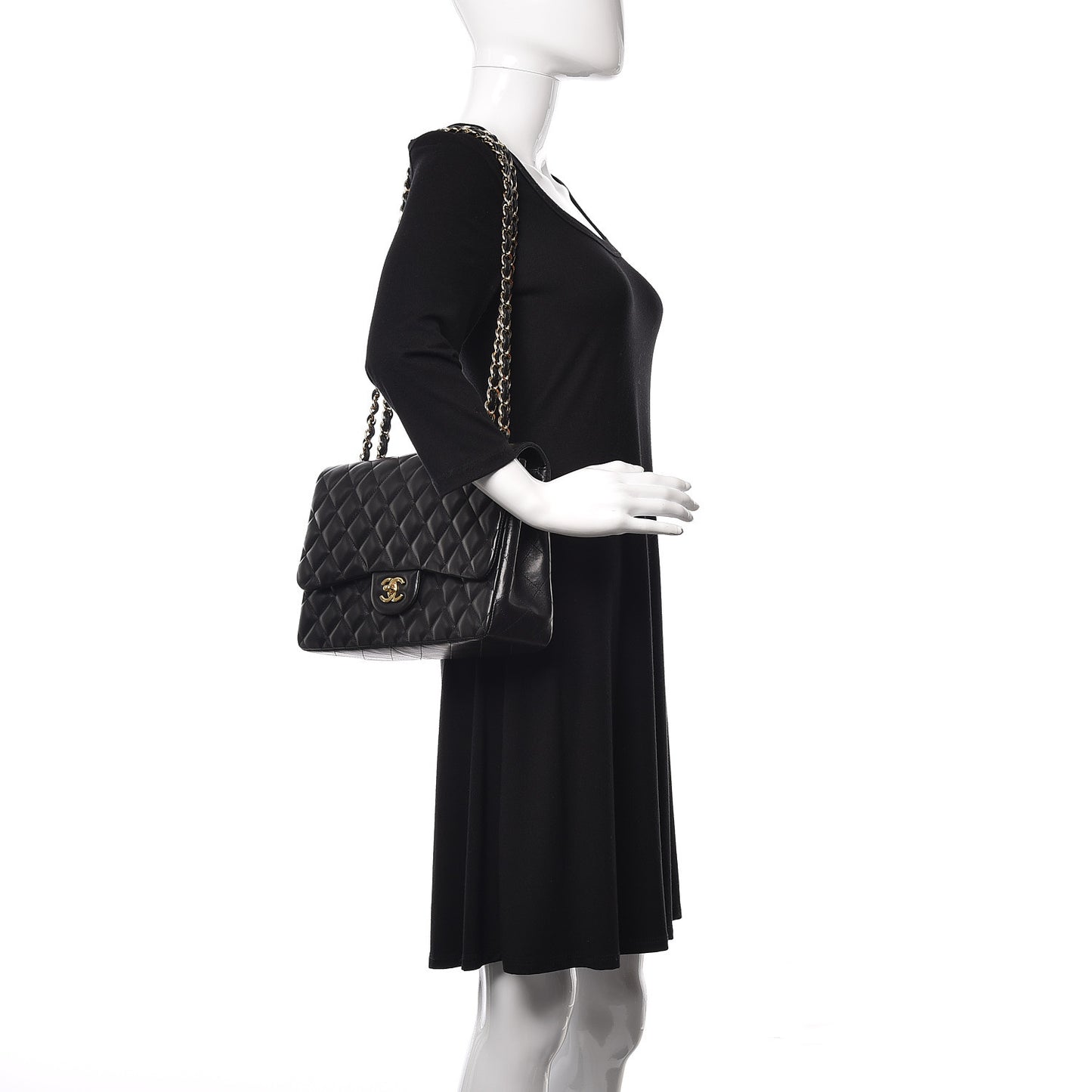 Lambskin Quilted Jumbo Single Flap Black
