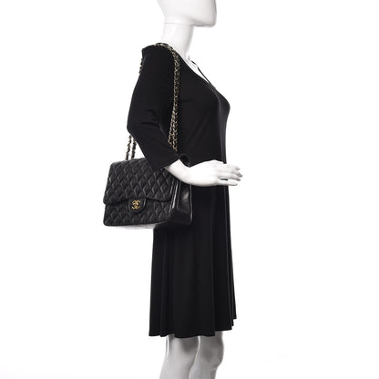 Chanel Lambskin Quilted Jumbo Single Flap Black 2 of 12