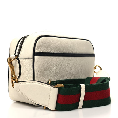 Gucci X ADIDAS Textured Dollar Calfskin Web Trefoil Logo Small Messenger Bag Off White Black 3 of 11