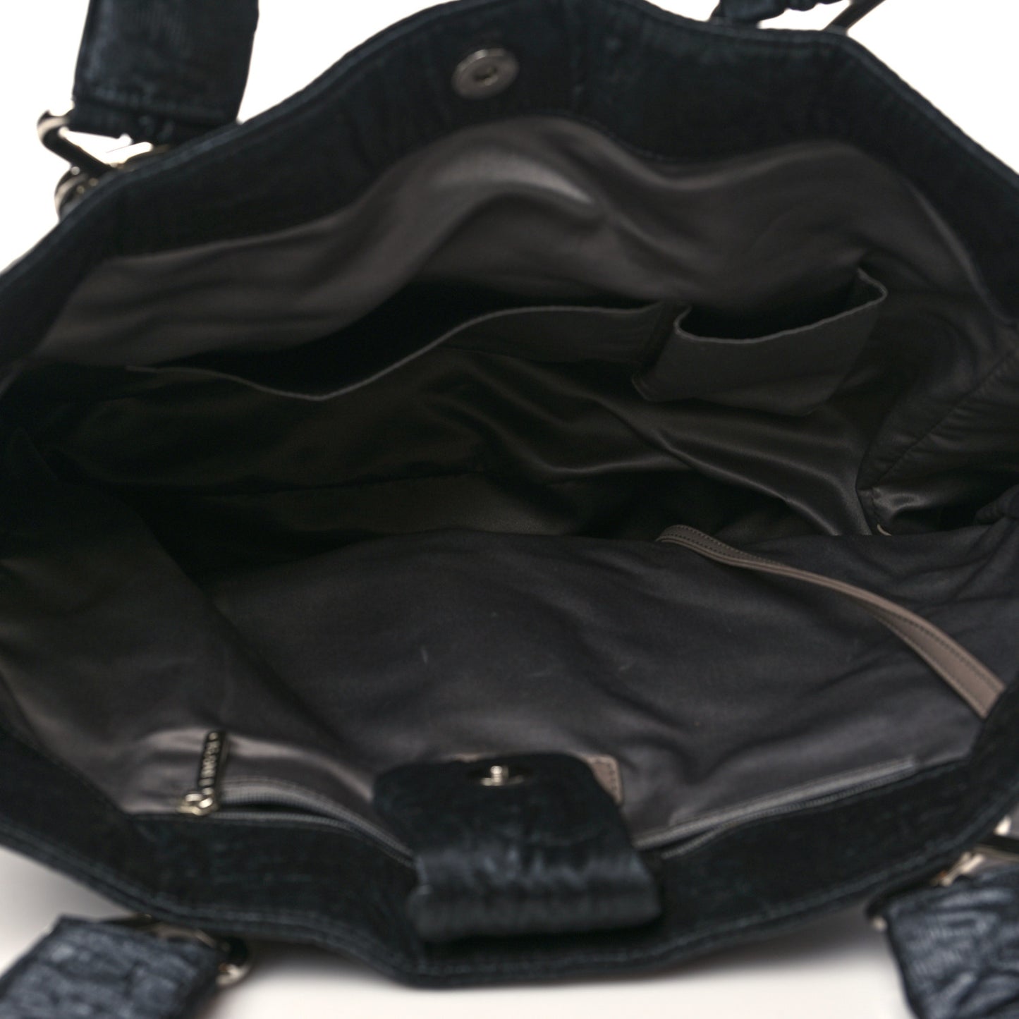 Crinkled Coated Canvas Le Marais Large Tote Black