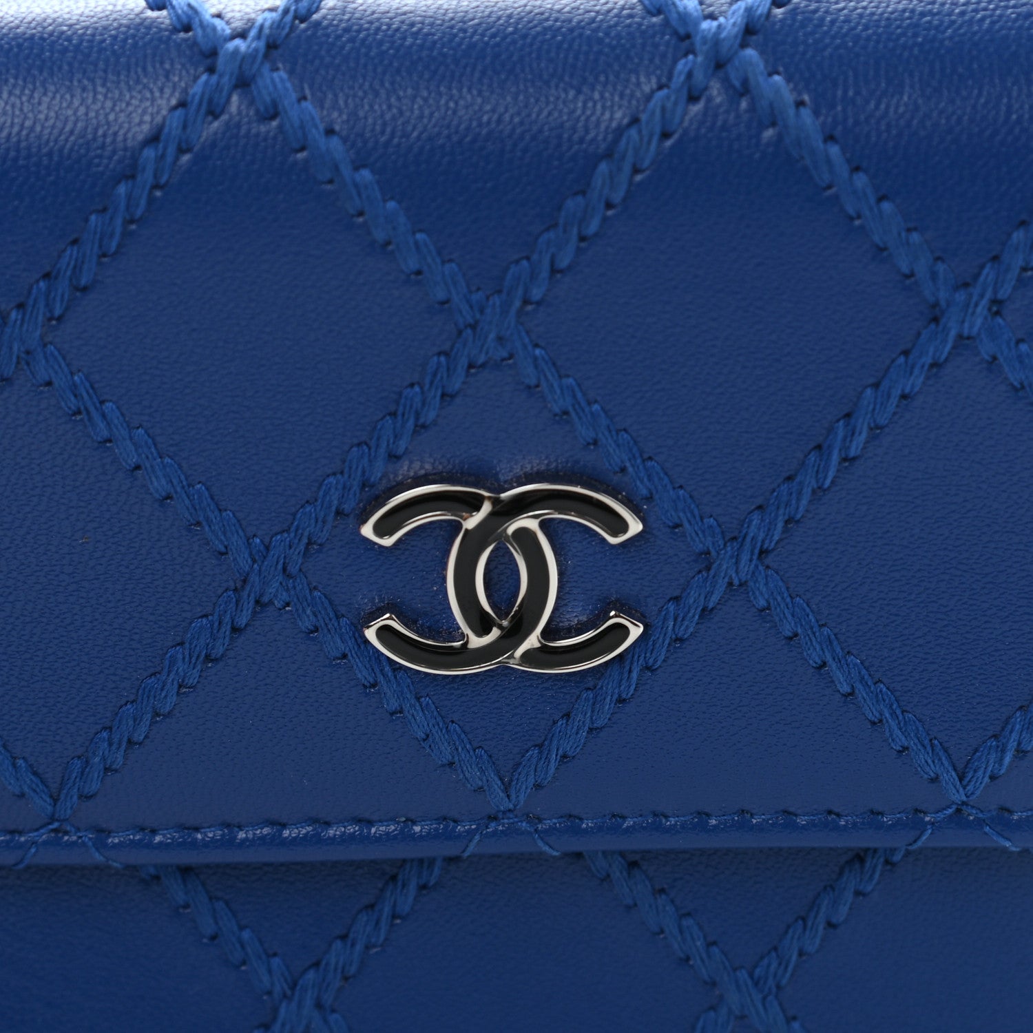 Chanel Calfskin Stitched Fancy CC Compact Flap Wallet Blue 12 of 12