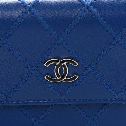 Chanel Calfskin Stitched Fancy CC Compact Flap Wallet Blue 12 of 12