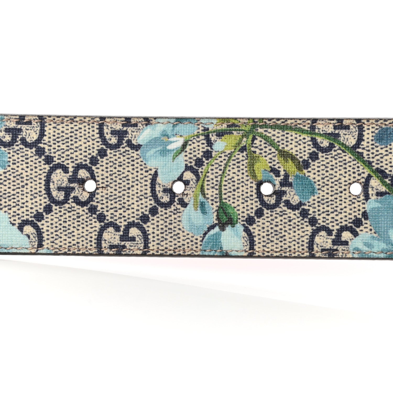 Gucci GG Plus Monogram Blooms Plaque Belt 85 34 Blue 2 of 6