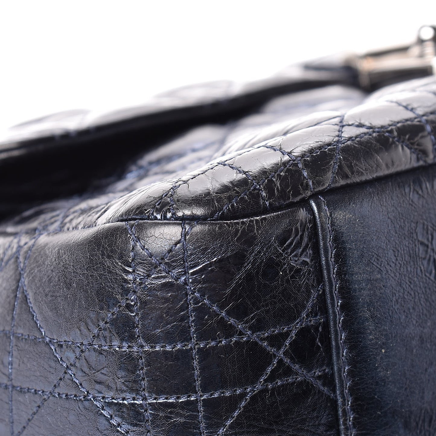 Metallic Calfskin Large Miss Dior Flap Marine